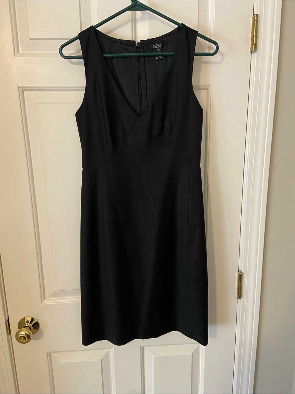J. Crew Super 120s Black Sleeveless V-Neck Wool Sheath Mini Dress
